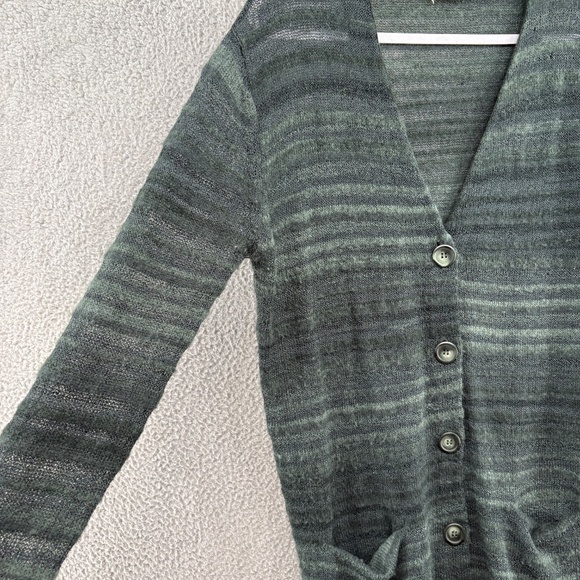 Rosemunde Copenhagen Wool Blend Longline Cardigan Sweater Green Striped Size M - Picture 8 of 13